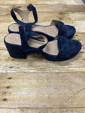 M. Gemi The Lizza Nuova Navy Suede Block Heel Sandals size 9.5